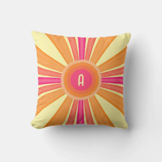 Coussin Soleil orange et rose