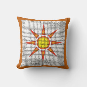Coussin Soleil Orange Jaune Mosaïque Soleil Sud-Ouest