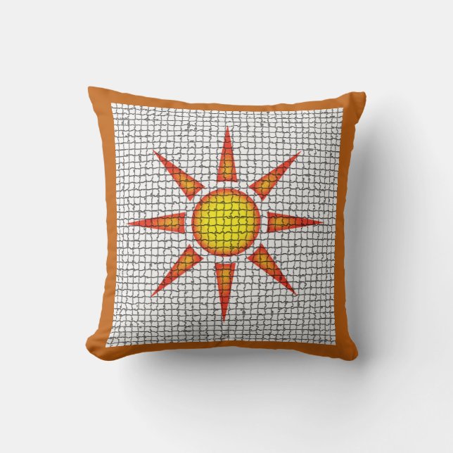 Coussin Soleil Orange Jaune Mosaïque Soleil Sud-Ouest (Recto)