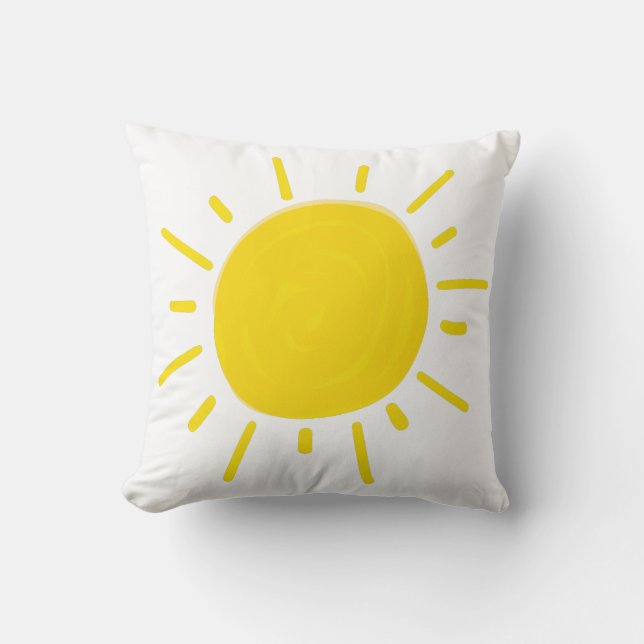 Coussin Soleil Peint à la Main Jaune Fantaisiste (Recto)