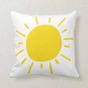 Coussin Soleil Peint à la Main Jaune Fantaisiste