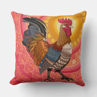 Coussin soleil rose coq