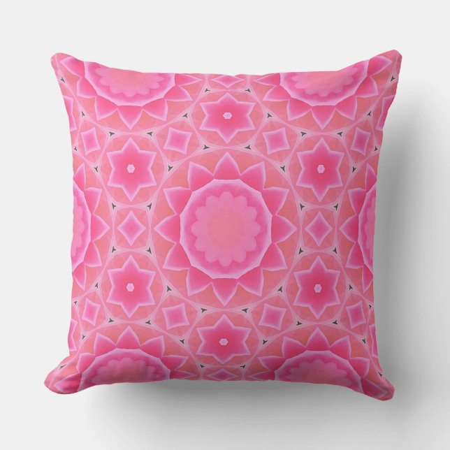 Coussin Soleil rose et étoiles petite fille motif en mosaï (Recto)