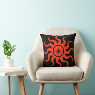 Coussin Soleil rouge dansant
