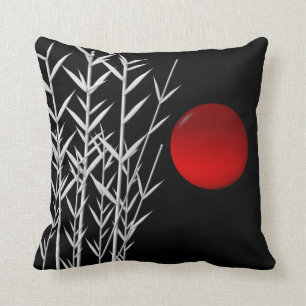 Coussin Soleil rouge noir zen