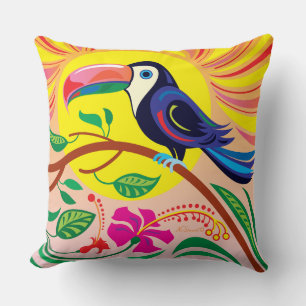 Coussin Soleil Toucan Tropical
