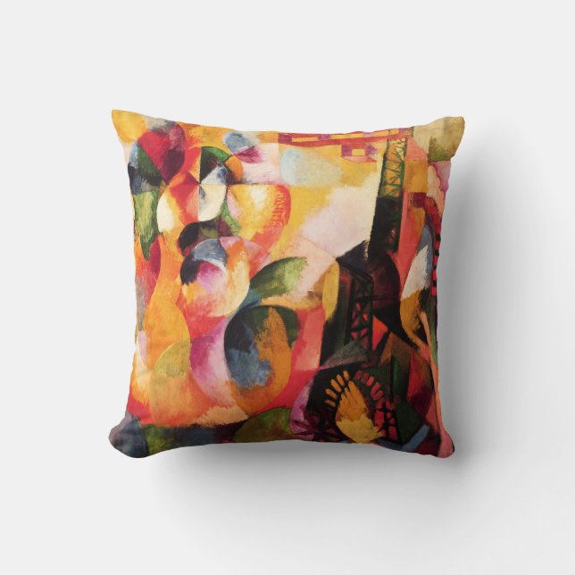 Coussin Soleil, Tour, Avion, Style Peinture Art (Recto)