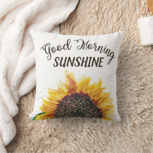 Coussin Soleil Tournesol Blanc Jaune Blanc Bonjour Soleil