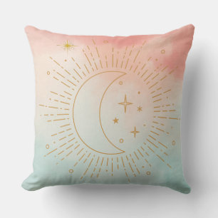 Coussin Soleil vintage, Lune et Étoiles Jeter l'oreiller