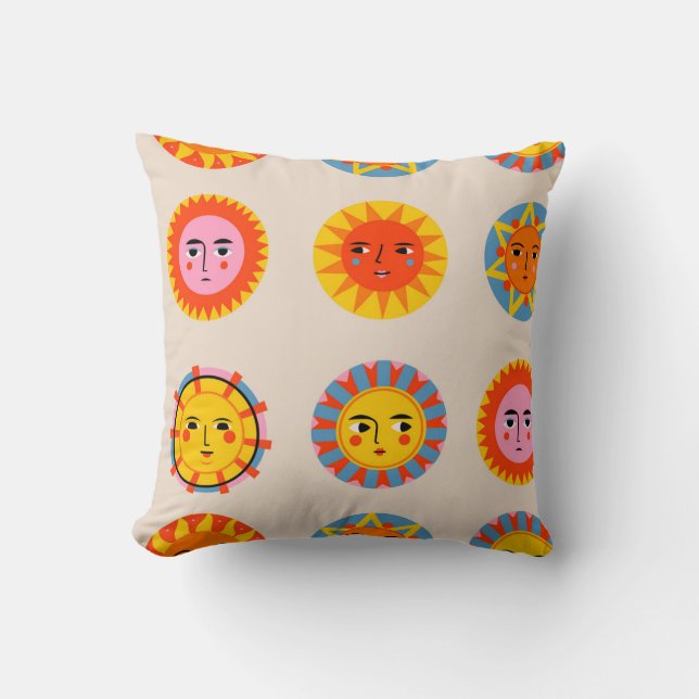 Coussin soleils Abstraits : motif sans couture ethnique. (Recto)
