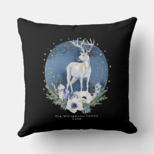Coussin Solstice d'hiver Deer Bleu Blanc Noël