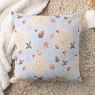 Coussin Solstice d'Hiver Fantaisiste Soleil & Flocons de N