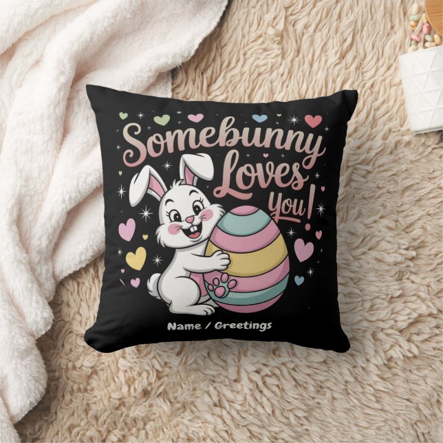 Coussin Somebunny Vous Aime Cadeau de Pâques Lapin Mignon  (Couverture)