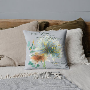 Coussin Son Amour Endure Pour Le Psaume 136 Écriture Gris