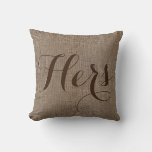 Coussin Son Mariage Rustique, Burlap-Look, garde ses heure