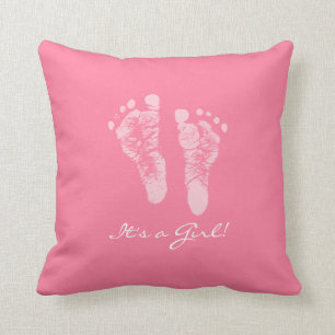 Coussin Son un faire-part de naissance d'empreintes de pas