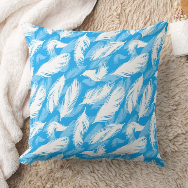 Coussin Sophisticated Feather Design On A Bright Blue  (Couverture)