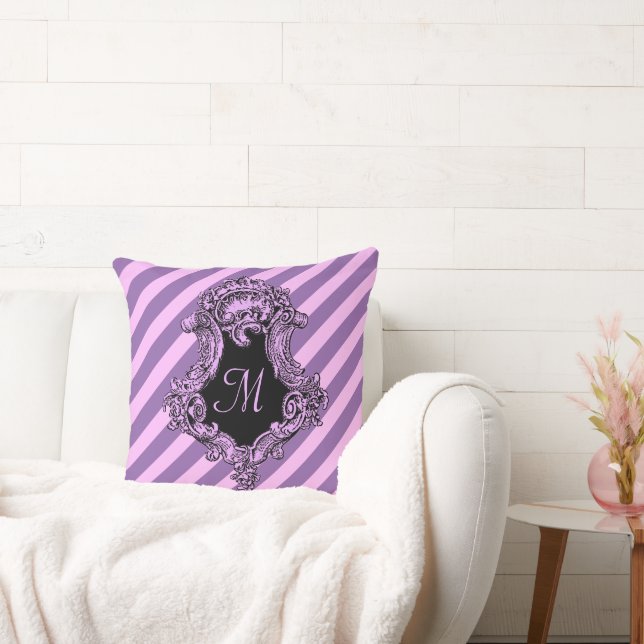 Coussin Sophistiqué en bande rose Monogramme (Canapé)