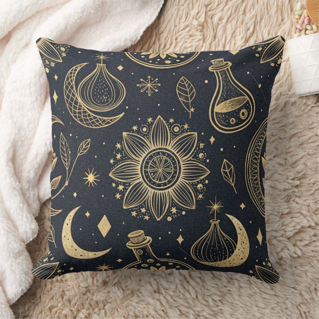 Coussin Sorcellerie Céleste Mystique - Botanique Or (Couverture)