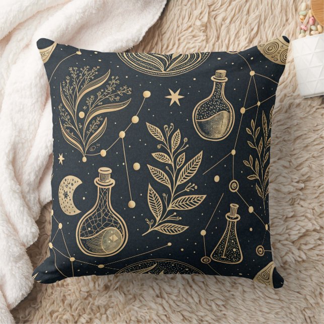 Coussin Sorcellerie Céleste Mystique - Botanique Or (Couverture)