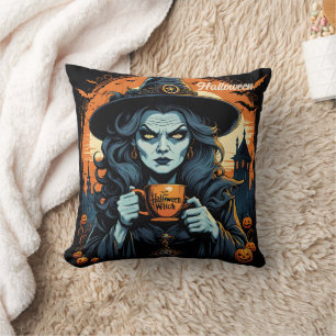 Coussin Sorcière avec une potion sur la nuit d'Halloween