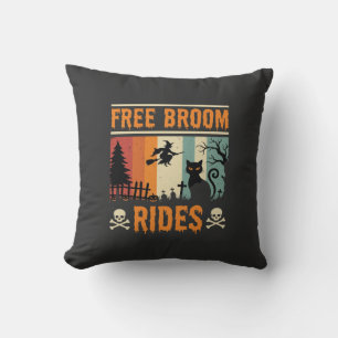 Coussin Sorcière Chat de Balades de Balai Gratuits Hallowe