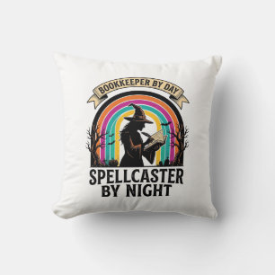 Coussin Sorcière Comptable Rétro Halloween Comptabilité De