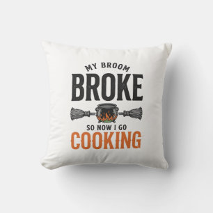 Coussin Sorcière cuisine Mon balai cassé drôle vintage_1