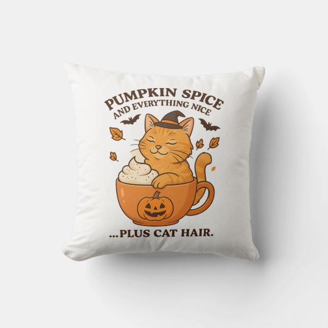 Coussin Sorcière de chat gingembre - Joli design d'Hallowe (Recto)