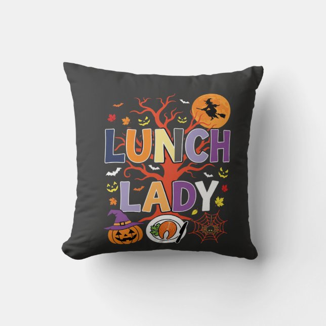 Coussin Sorcière de cuisine de dame de déjeuner d'Hallowee (Recto)