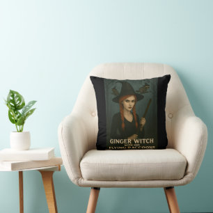 Coussin Sorcière de gingembre avec ses ratons volants