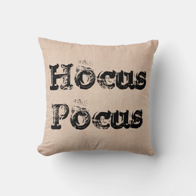 Coussin sorcière de Hocus Pocus en toile de jute Halloween (Recto)