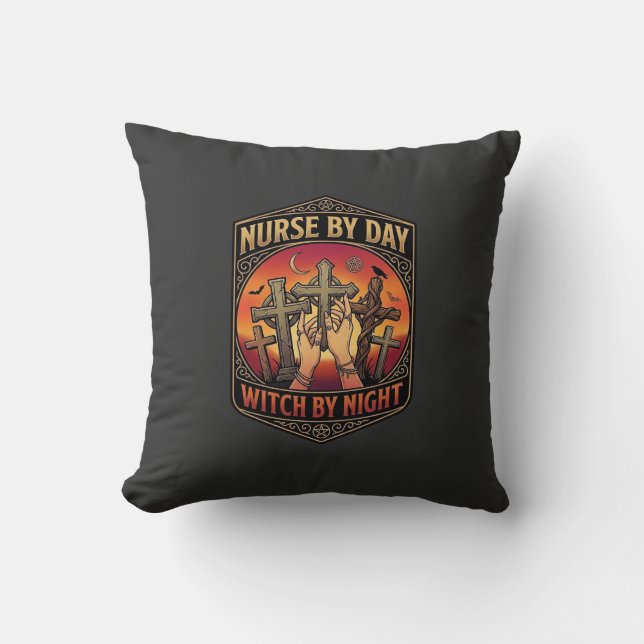 Coussin sorcière de jour de nuit d'infirmière croise les m (Recto)