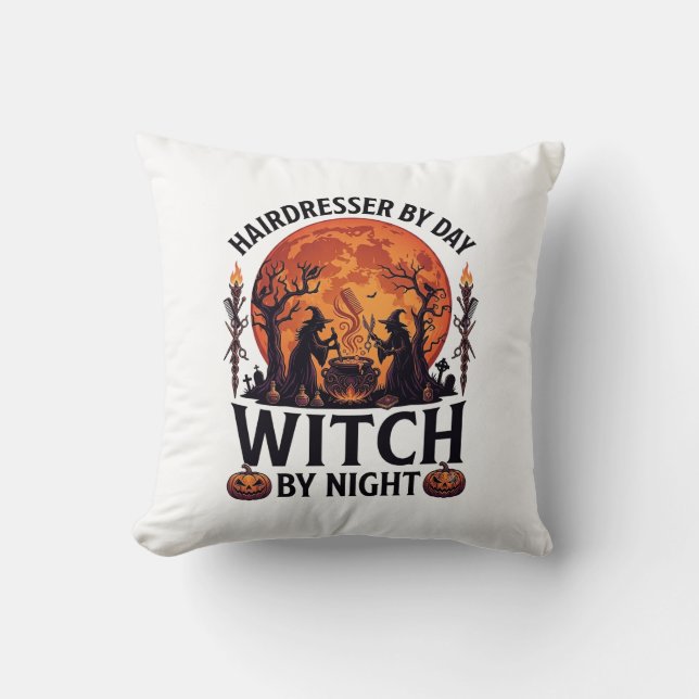 Coussin Sorcière de nuit de coiffeuse Halloween Peigne Cis (Recto)