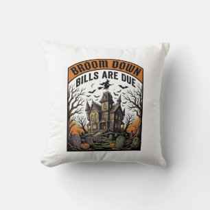 Coussin sorcière de ramasseur de facture d'Halloween balai