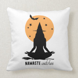 Coussin Sorcière de yoga d'Halloween contemporaine