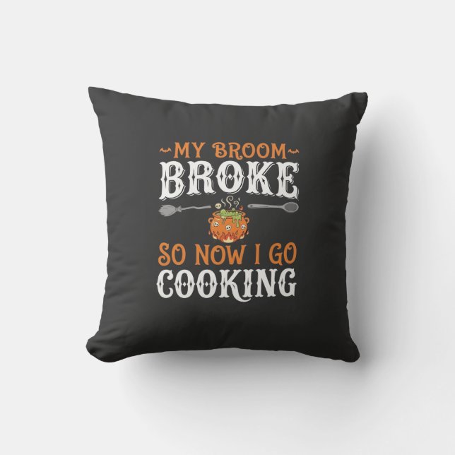 Coussin Sorcière d'Halloween Cuisine Balai Cassé Conceptio (Recto)