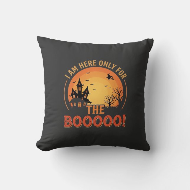 Coussin Sorcière d'Halloween Maison Hantée Boo Design_1 (Recto)
