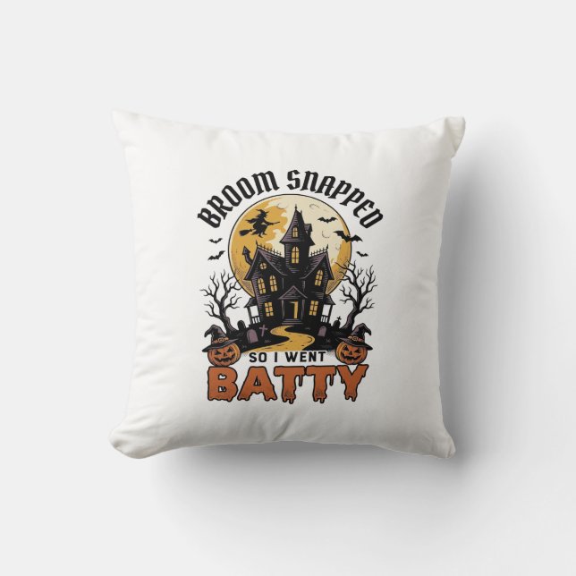Coussin Sorcière drôle Halloween Maison hantée graphique b (Recto)