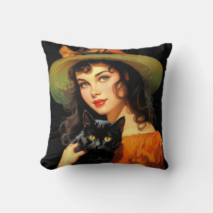 Coussin Sorcière glamour   Art vintage Halloween