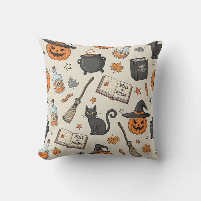 Coussin Sorcière Halloween vintage (Recto)
