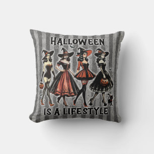 Coussin Sorcière Halloween vintage à la broche à deux face