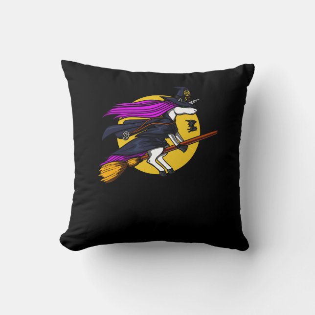 Coussin Sorcière Magique Unicorne À L'Épreuve Halloween (Recto)