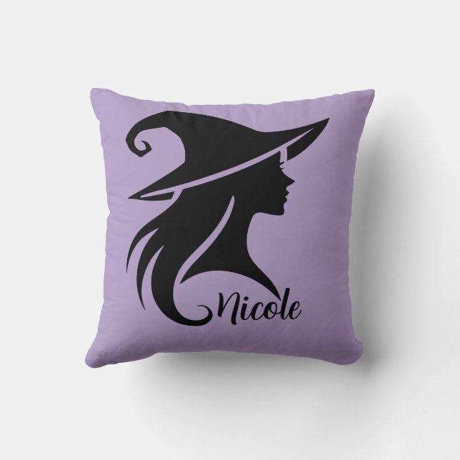 Coussin Sorcière noire Casquette sorcière Wiccan Halloween (Verso)