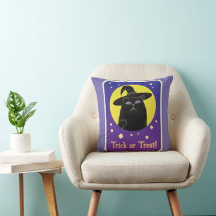 Coussin Sorcière personnalisée Chat noir Halloween Art amu