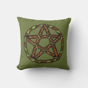 Coussin Sorcière verte Pagan Pentacle Nature Wicca