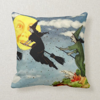 Coussin Sorcière Volant Homme Dans Le Ciel Lune