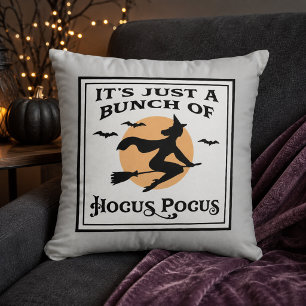 Coussin Sorcière volante vintage Lune Hocus Pocus