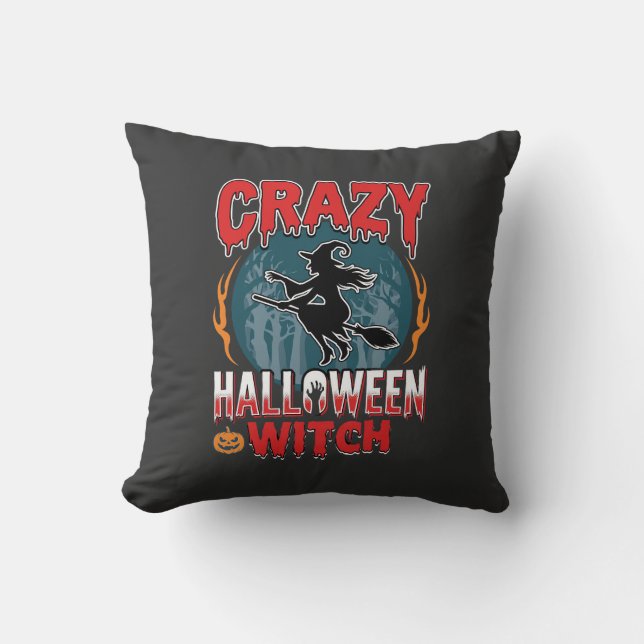 Coussin Sorcierère de Halloween folle balai volant design  (Recto)
