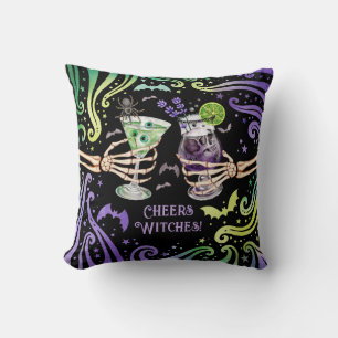 Coussin Sorcières Halloween Lunettes de Cocktail